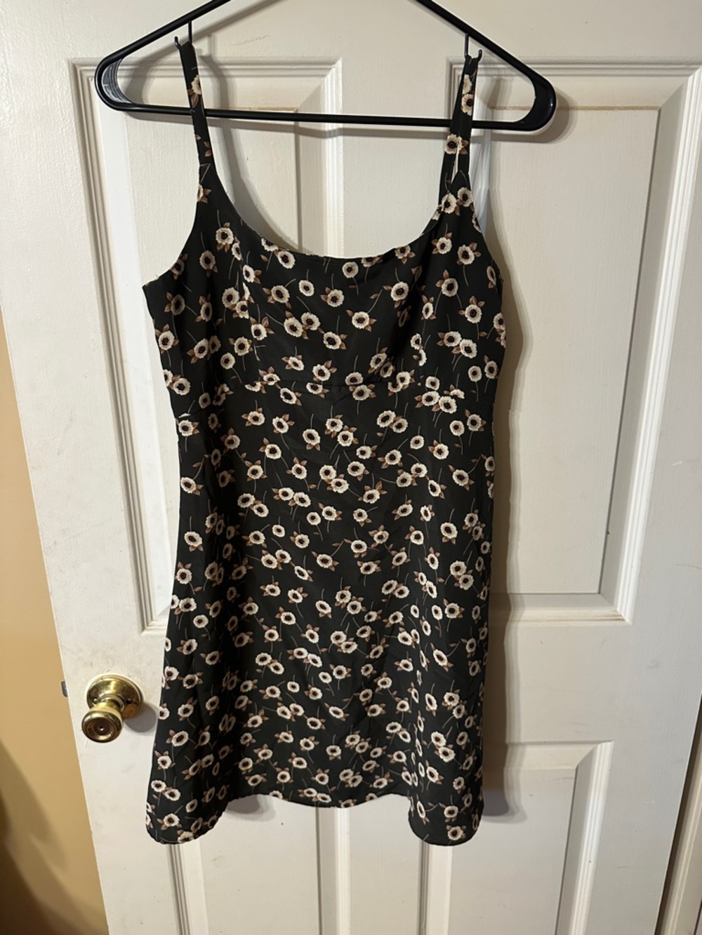 Soda Blu Black Mini Dress or shirt with Cream Floral Print